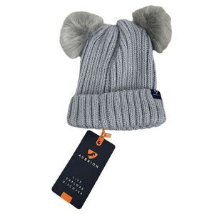 AUBRION KENNINGTON GRAY POM POM HAT ONE SIZE